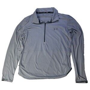 Under Armour Heatgear Long Sleeve 1/4 Zip Pullover Mens Extra Large Gray Striped